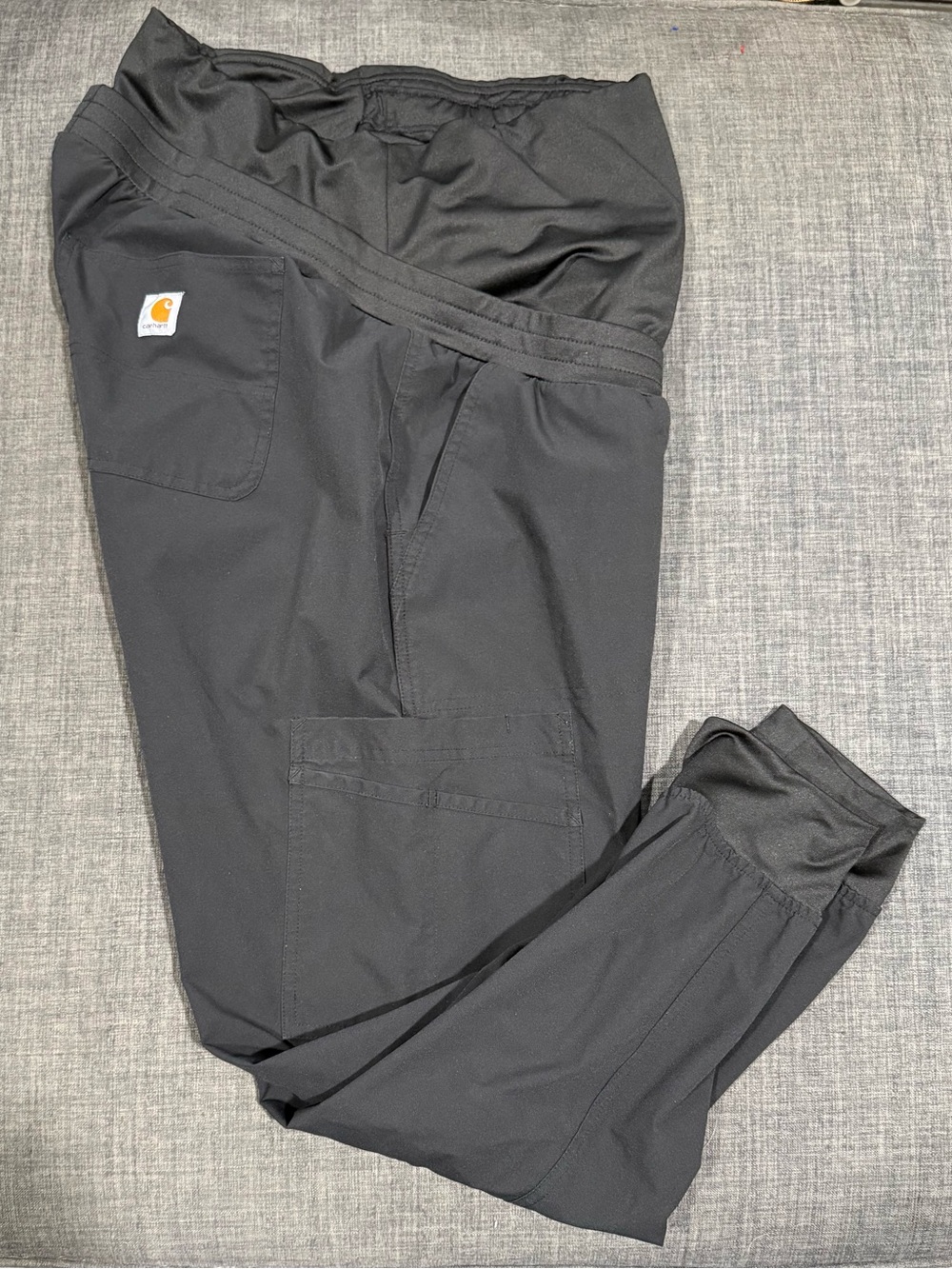 Carhartt Force Essential Maternity Black Jogger Pants with Logo Patch